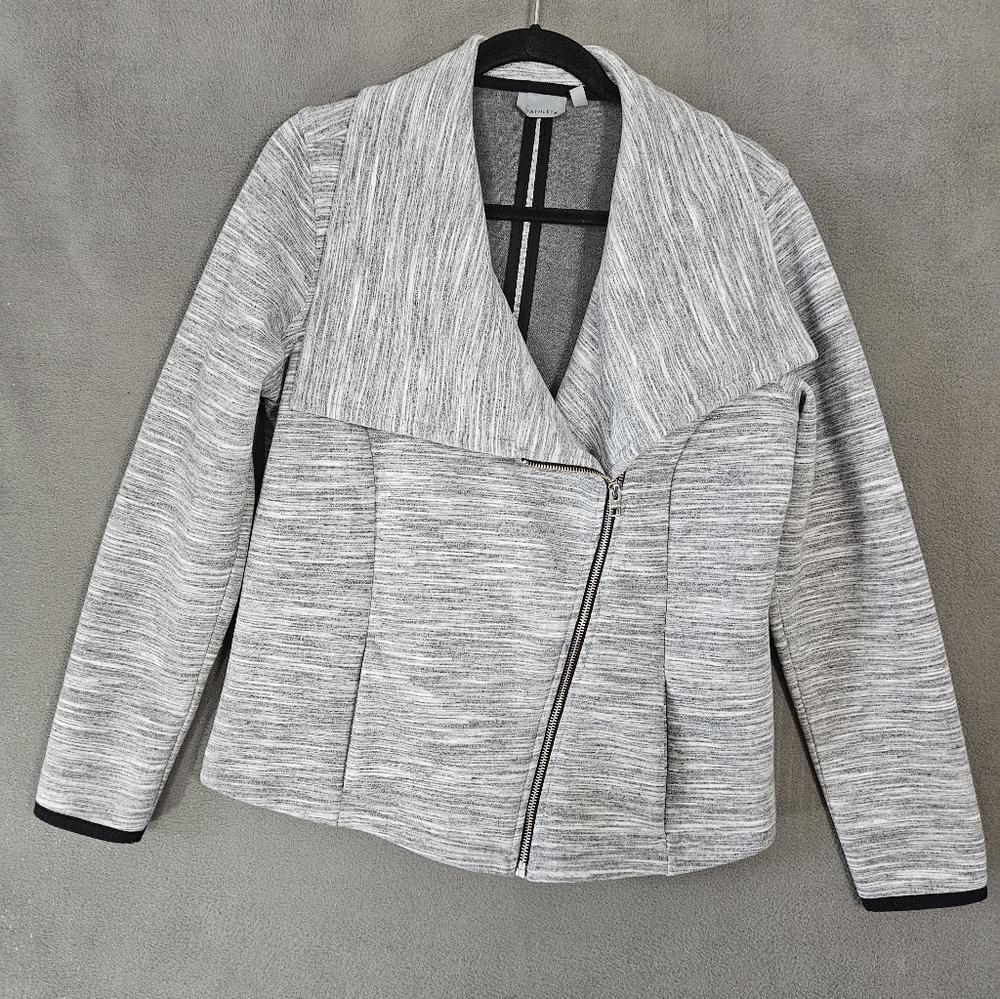 Athleta Jacket Womens XL Heather Gray Limits Moto Asymmetrical Full Zip Pockets